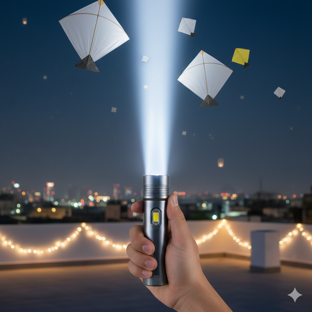 Basant Night Flying LED Torch ā High-Beam Light for Kite Visibility
