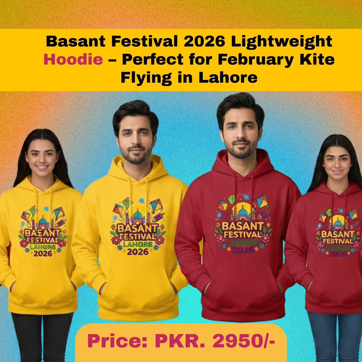 Basant Festival 2026 Lightweight Hoodie β Perfect for February Kite Flying in Lahore
